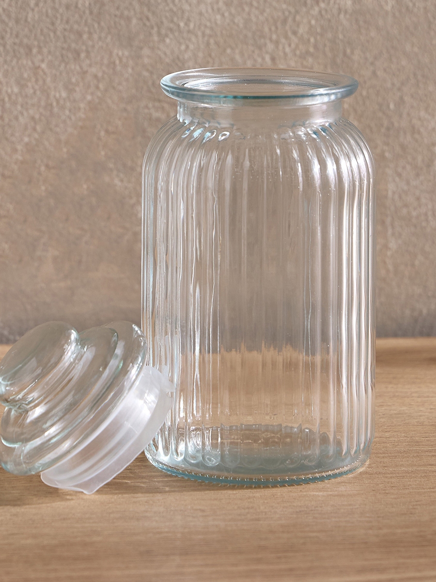 Essential Ribbed Glass Jar - 1.2 L