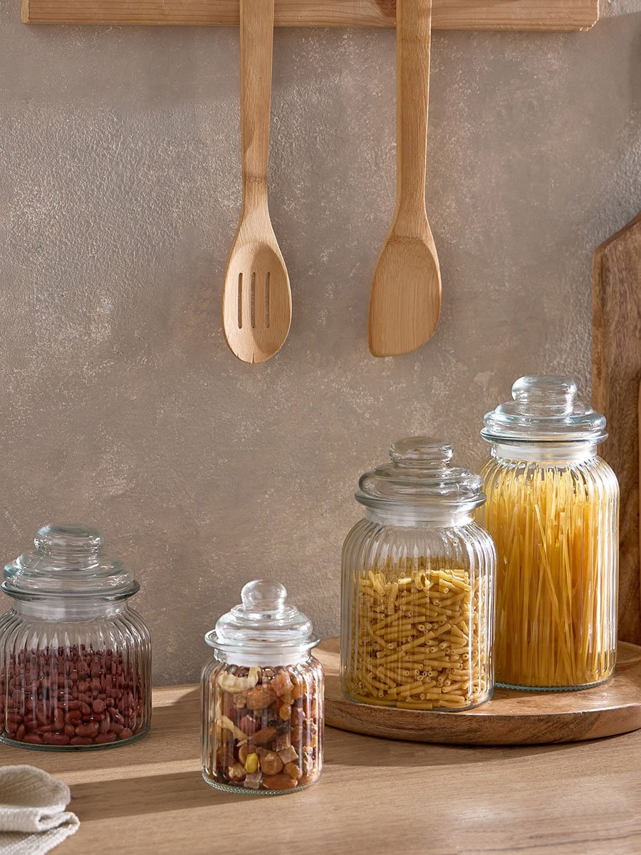 Essential Ribbed Glass Jar - 1.2 L
