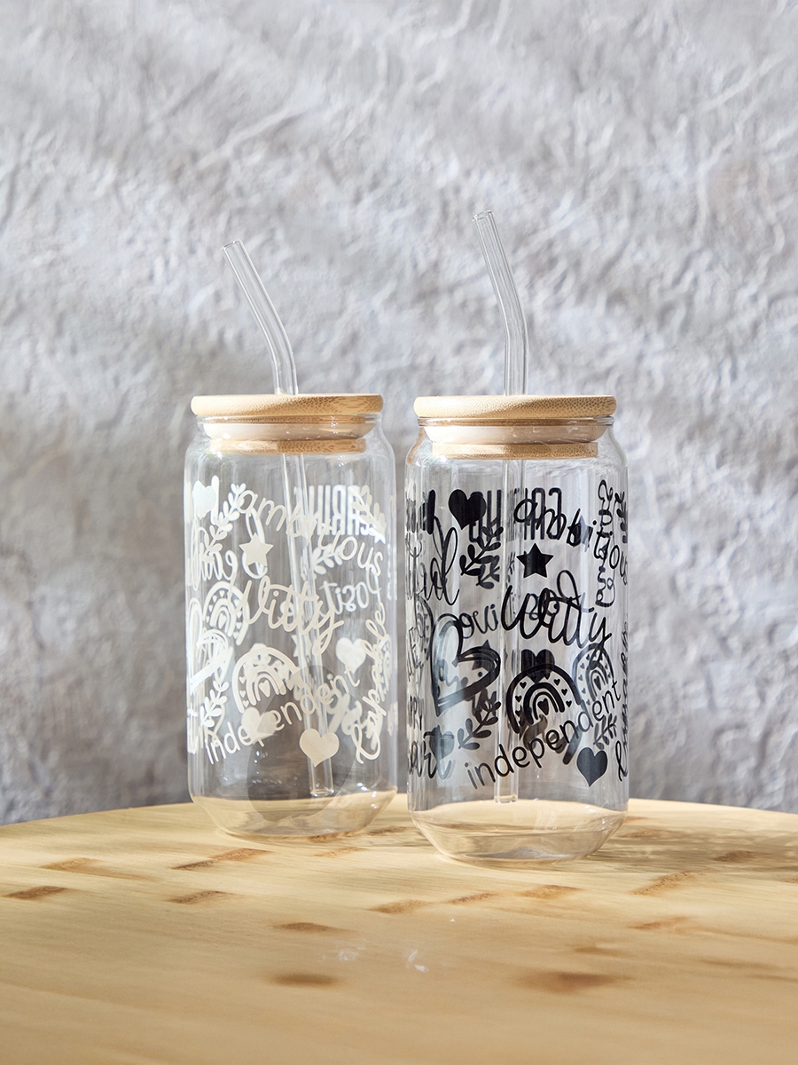 Zen Borosilicate 2-Piece Kind Mason Jar with Straw Set - 450 ml