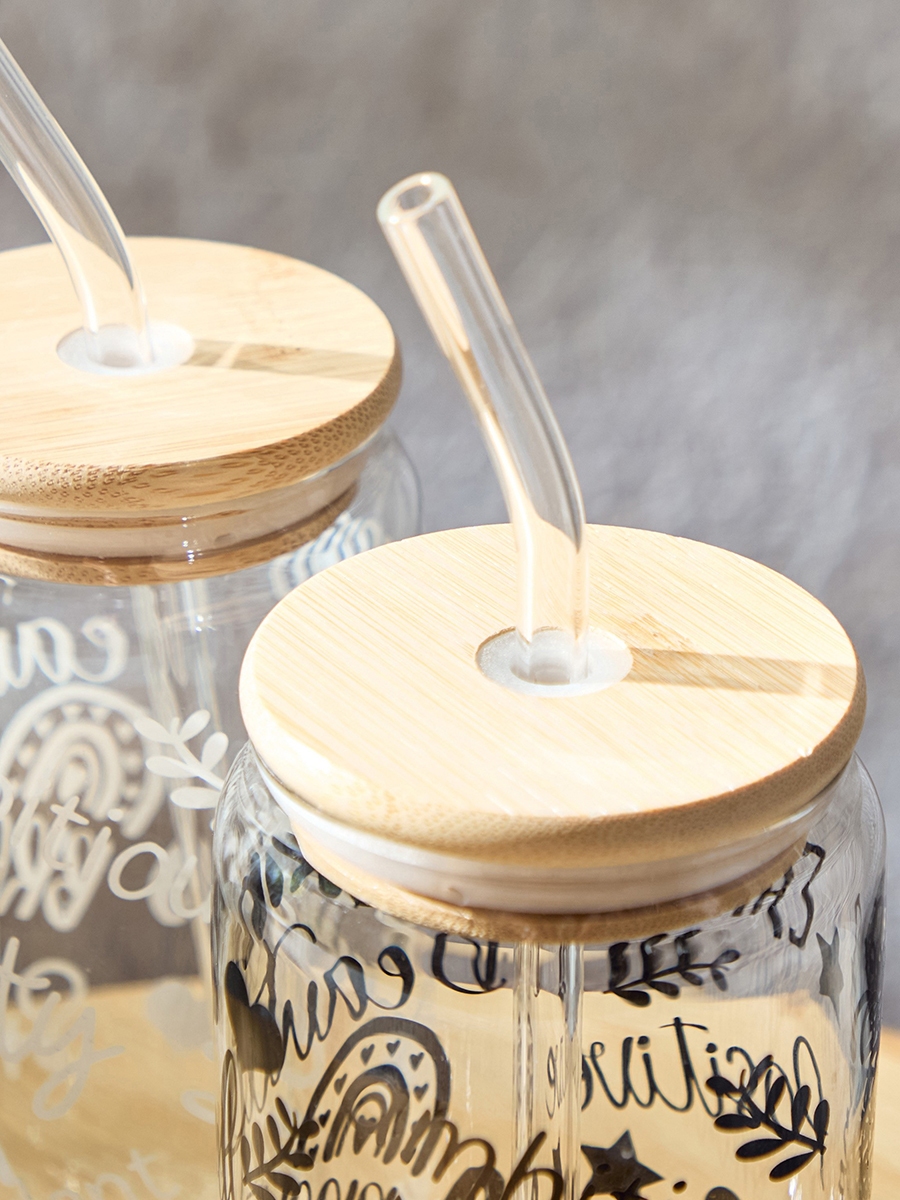 Zen Borosilicate 2-Piece Kind Mason Jar with Straw Set - 450 ml