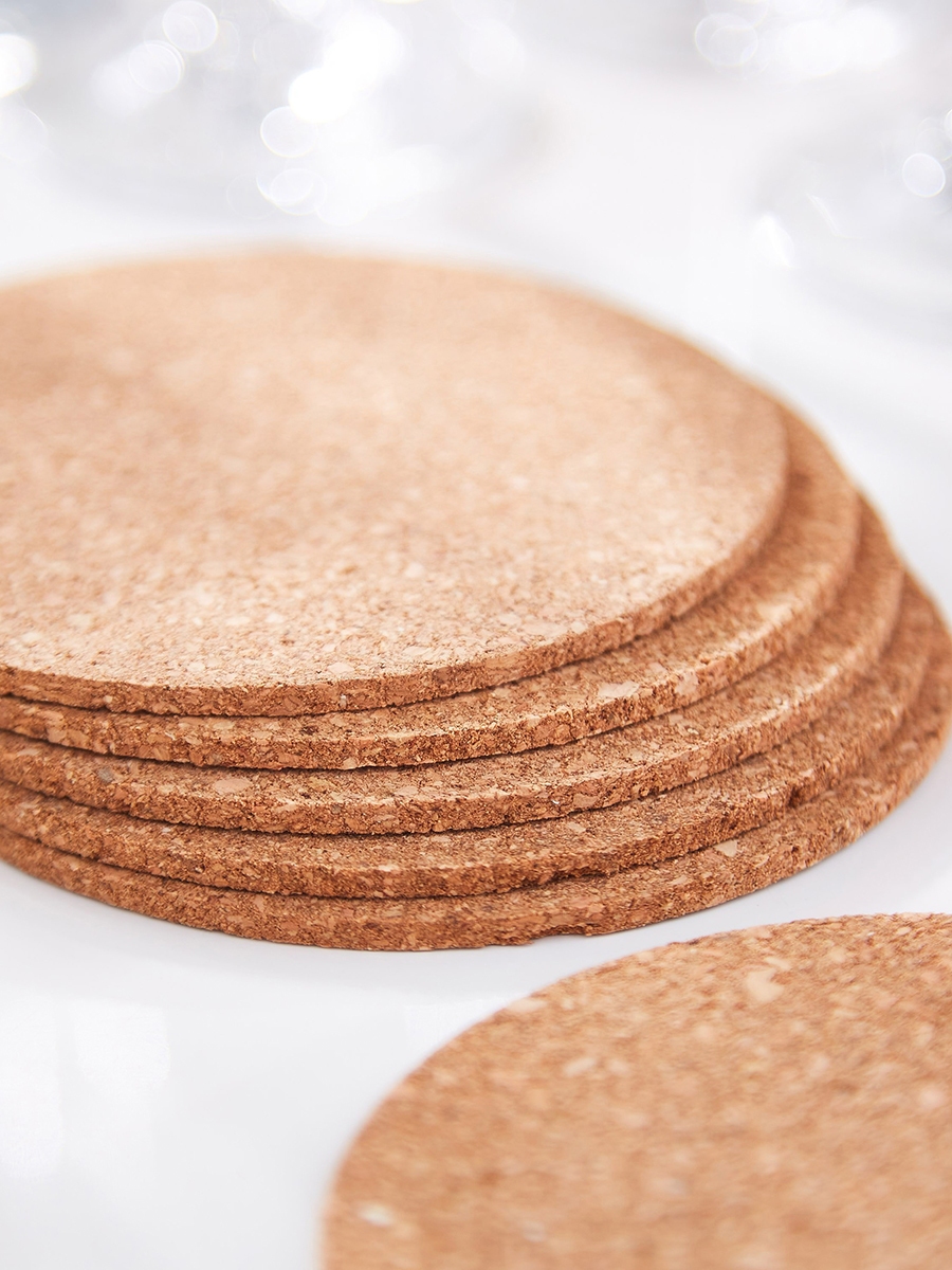 Vega Cork 6-Piece Round Coaster Set