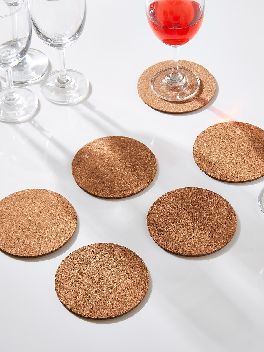 Vega Cork 6-Piece Round Coaster Set