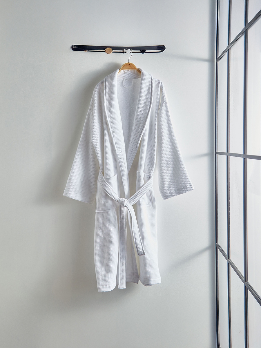 Luxe Waffle Terry Cotton Bathrobe - Large