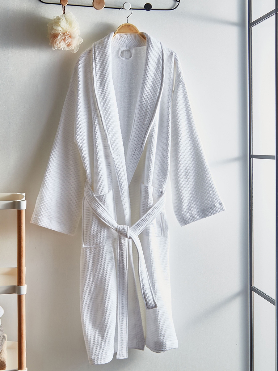 Luxe Waffle Terry Cotton Bathrobe - Large