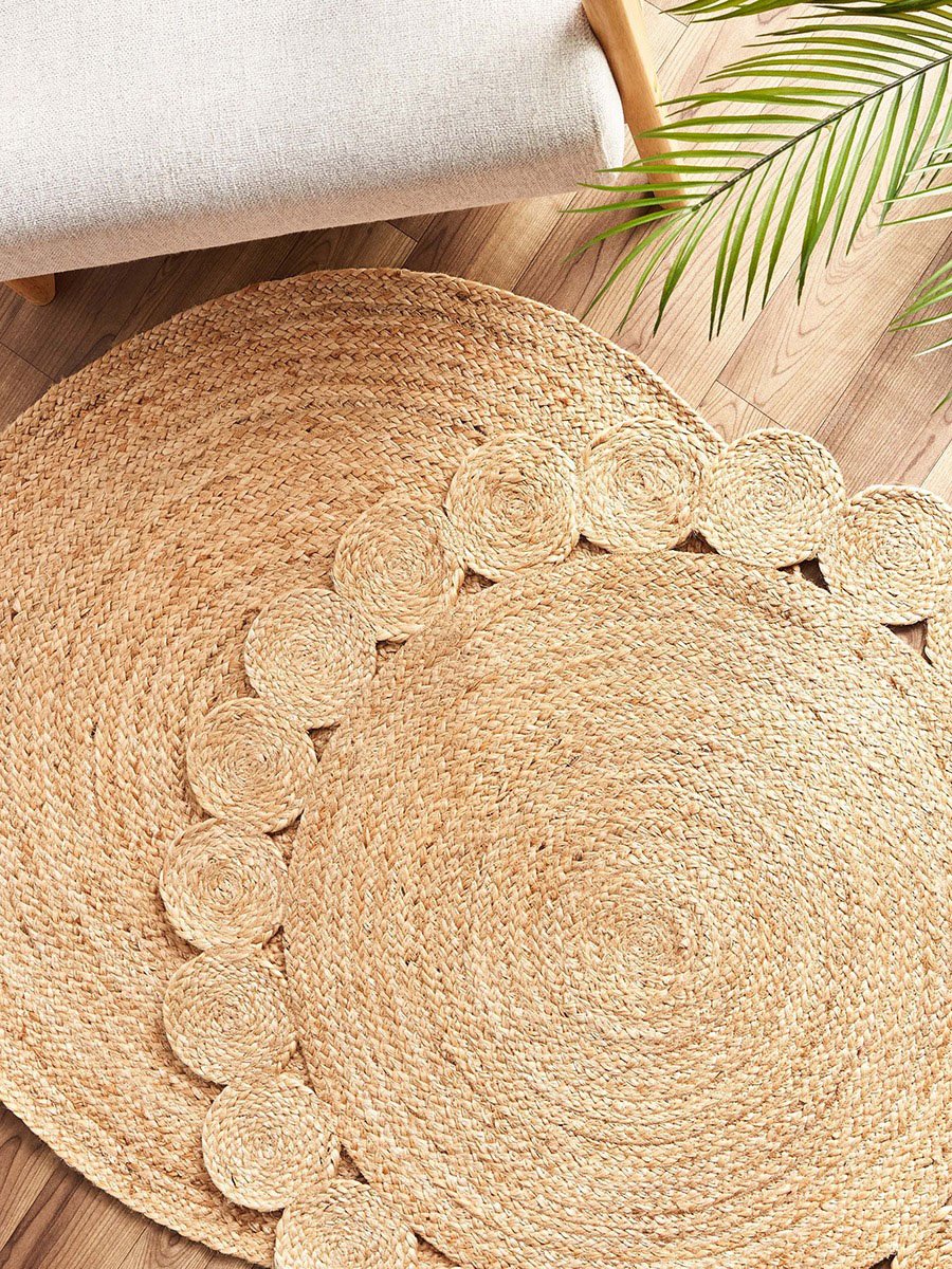 Natura Tapis Round Hand Braided Jute Rug- 90 cm