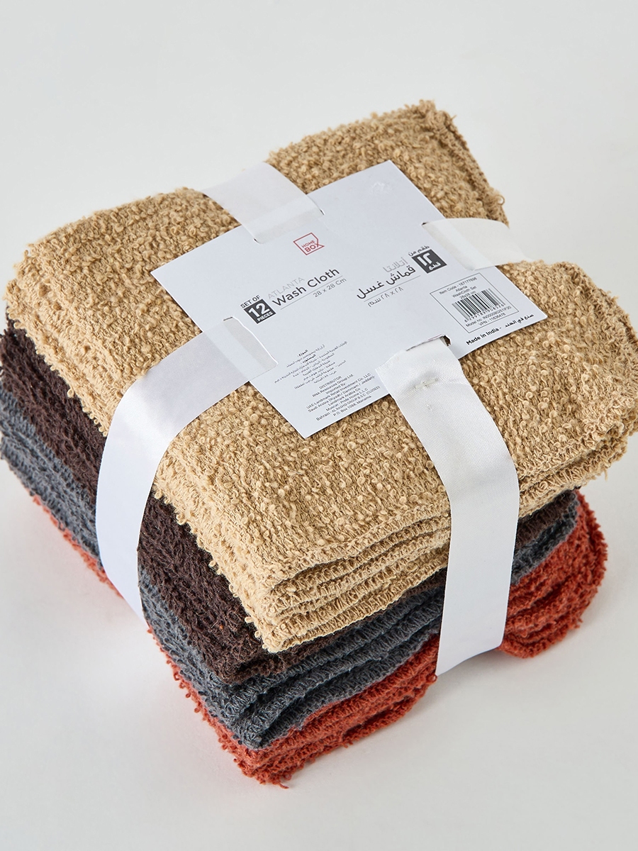Atlanta 12-Piece Wash Cloth Set - 28x28 cm