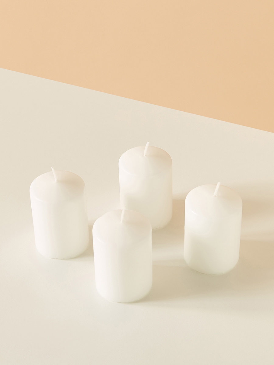 Essentials 4-Piece Unscented Pillar Candle Set - 8 cm