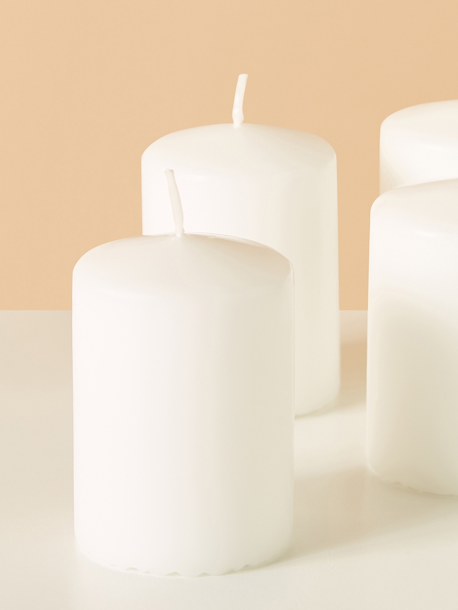 Essentials 4-Piece Unscented Pillar Candle Set - 8 cm