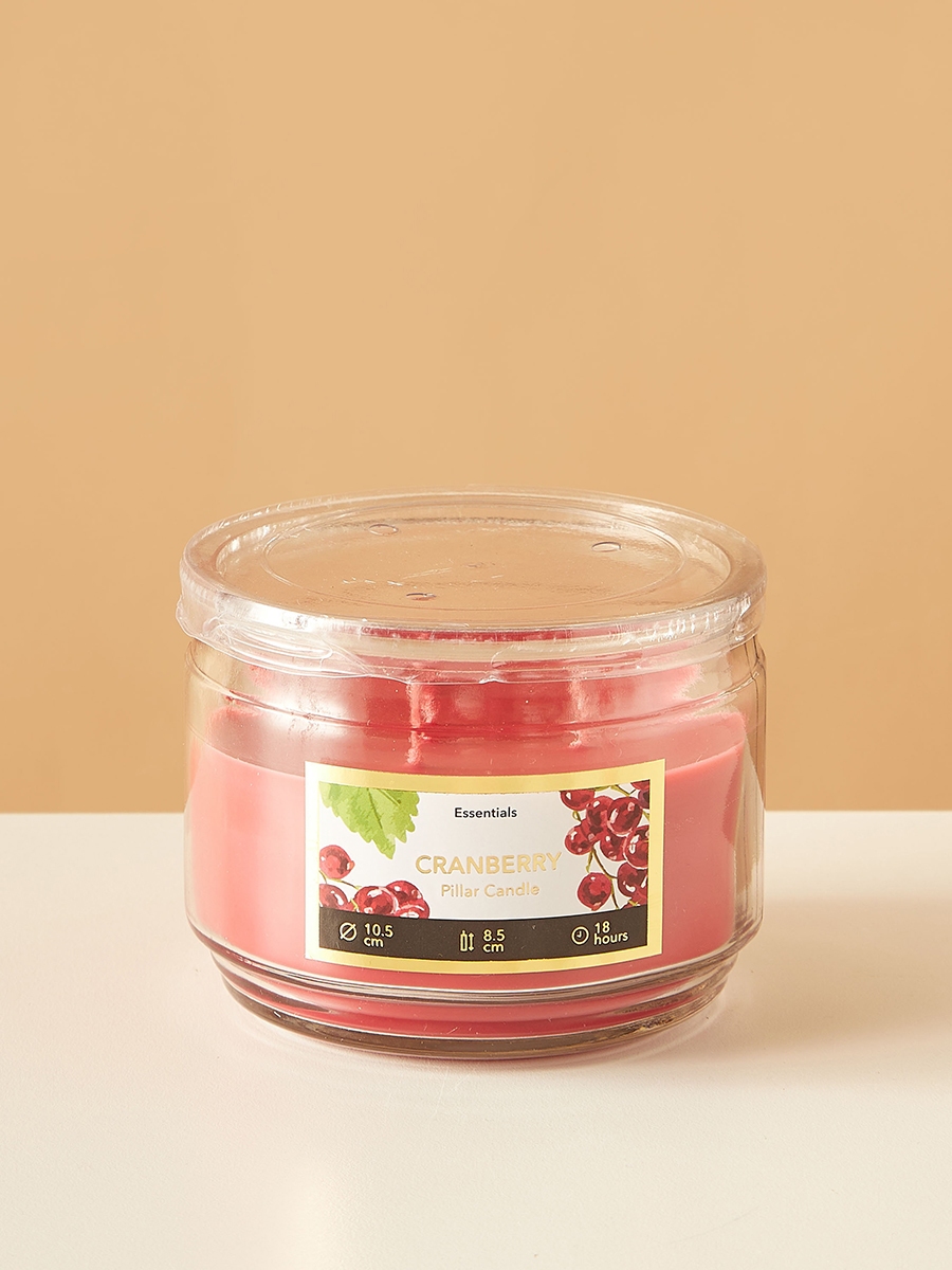 Essentials 3-Wick Glass Cranberry Scented Jar Candle - 18 H