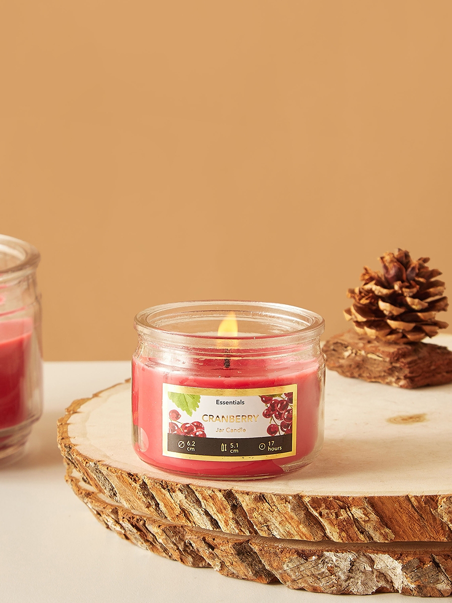 Essentials Cranberry Scented Glass Jar Candle - 17 H
