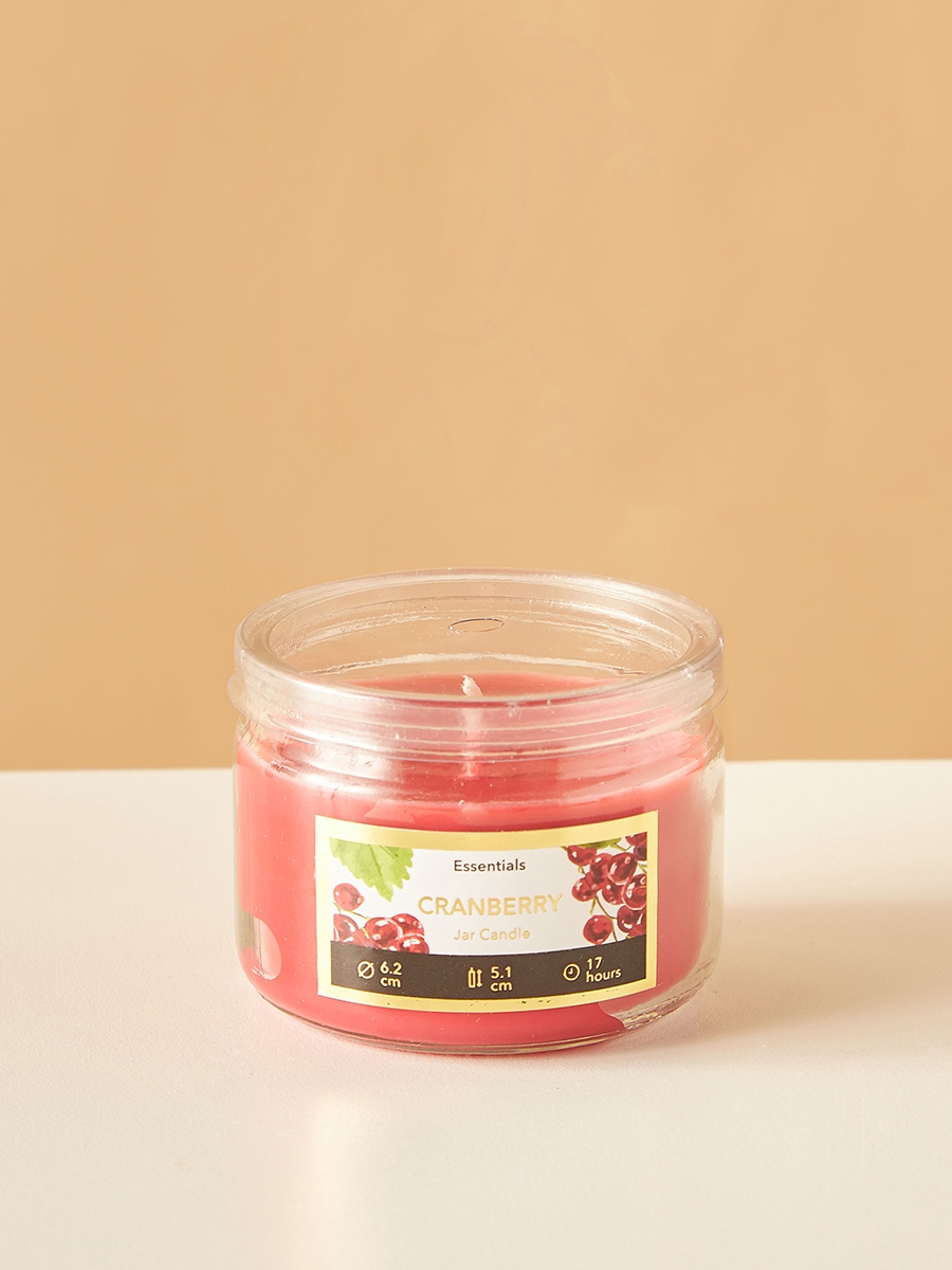 Essentials Cranberry Scented Glass Jar Candle - 17 H