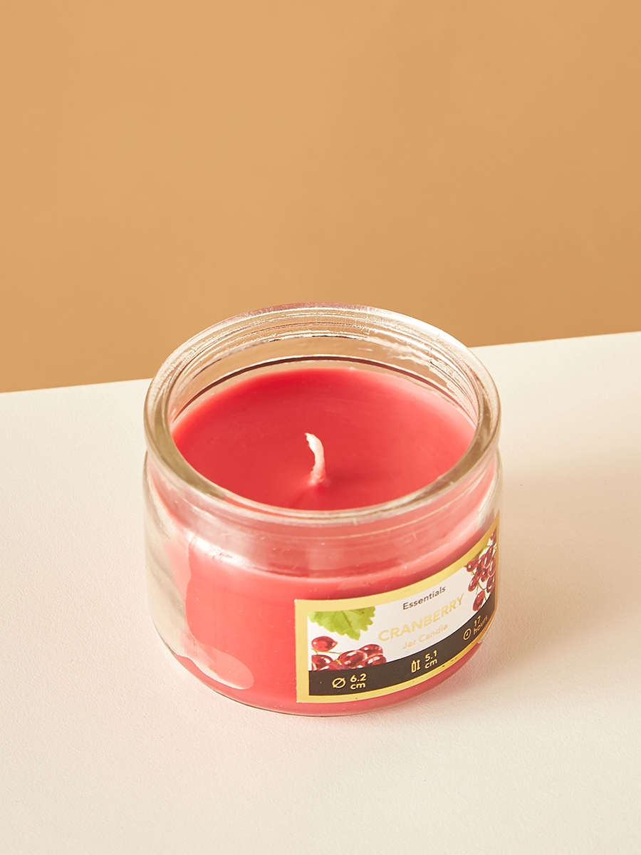 Essentials Cranberry Scented Glass Jar Candle - 17 H