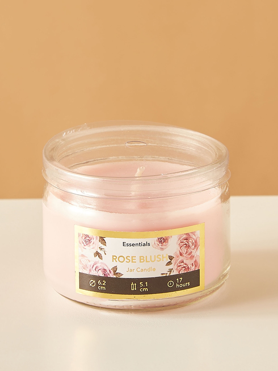 Essentials Glass Rose Blush Scented Jar Candle - 17 H