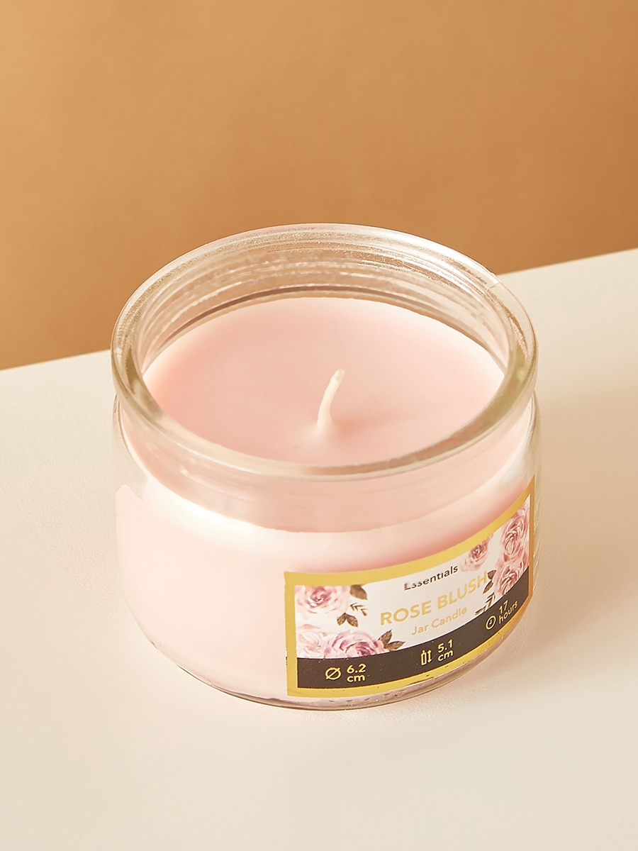 Essentials Glass Rose Blush Scented Jar Candle - 17 H