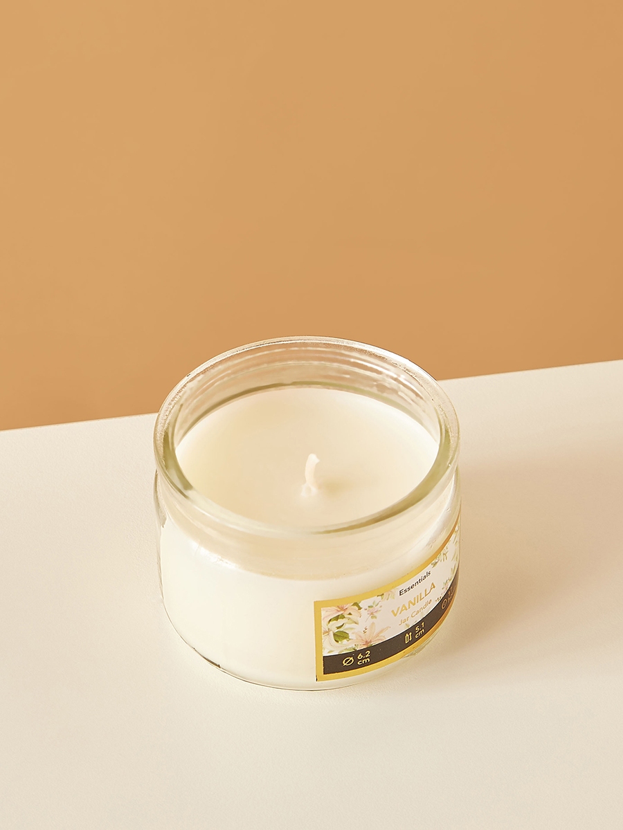Essentials Vanilla Fleur Scented Glass Jar Candle - 17 H