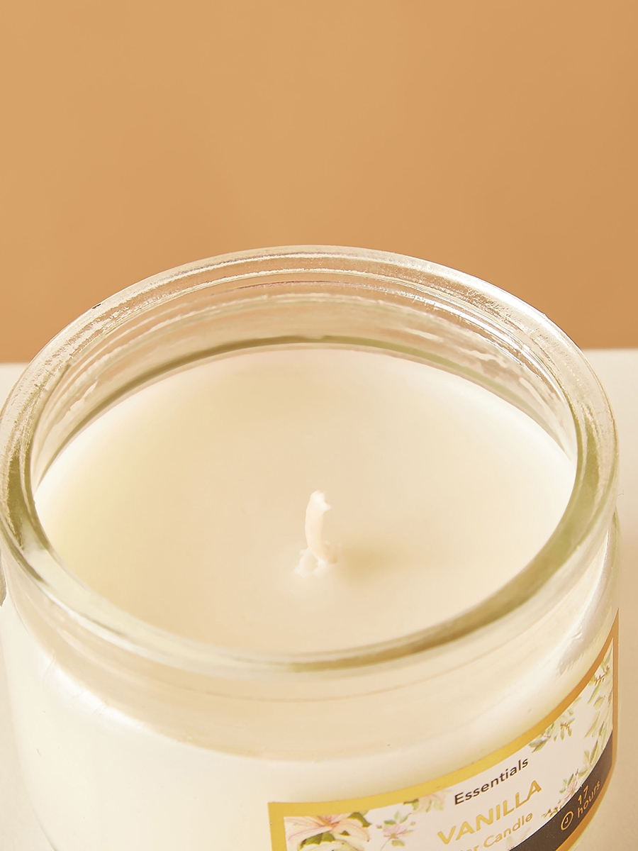 Essentials Vanilla Fleur Scented Glass Jar Candle - 17 H