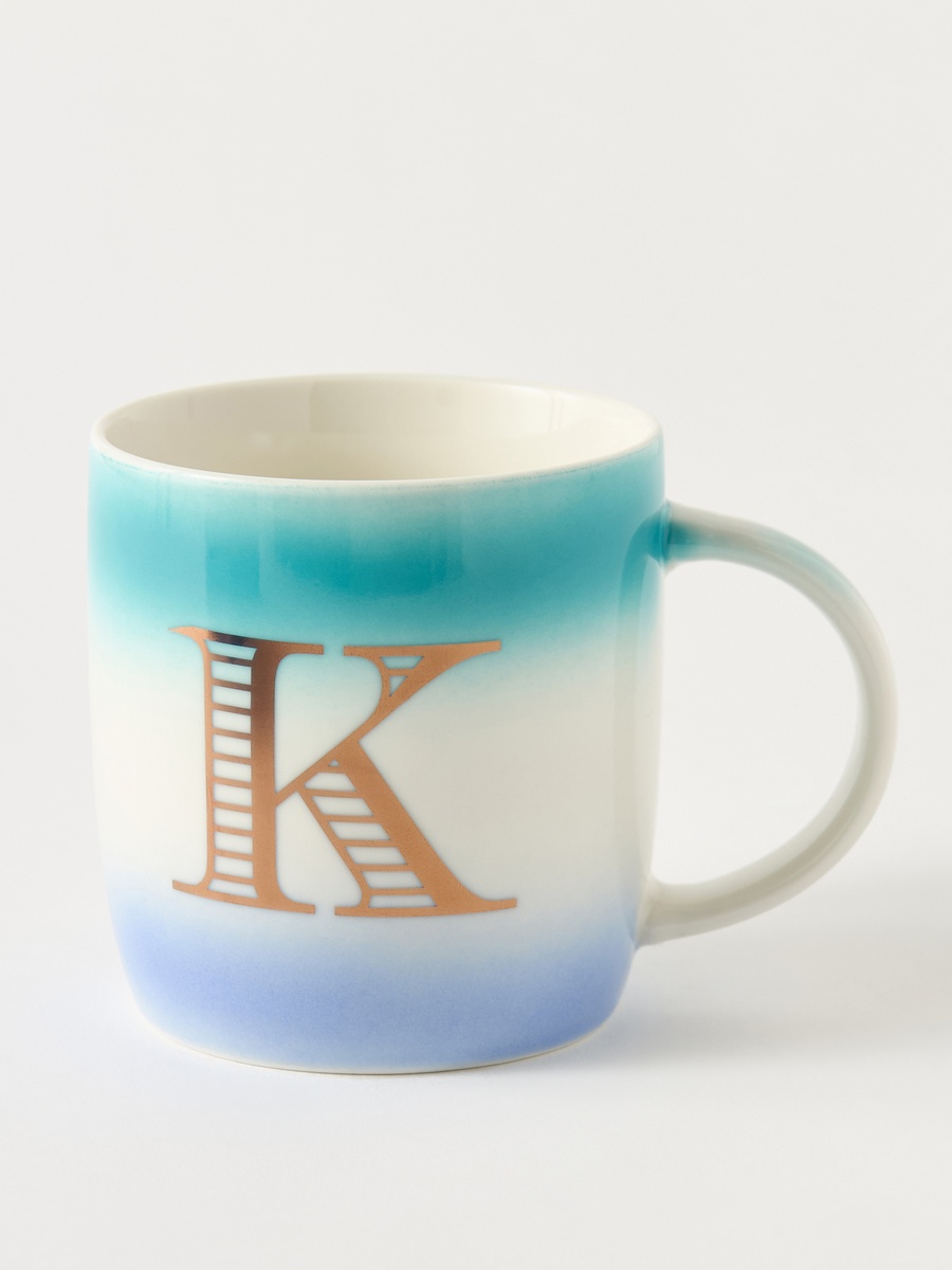 Colourblock Ceramic Mug with Initial A - 360 ml