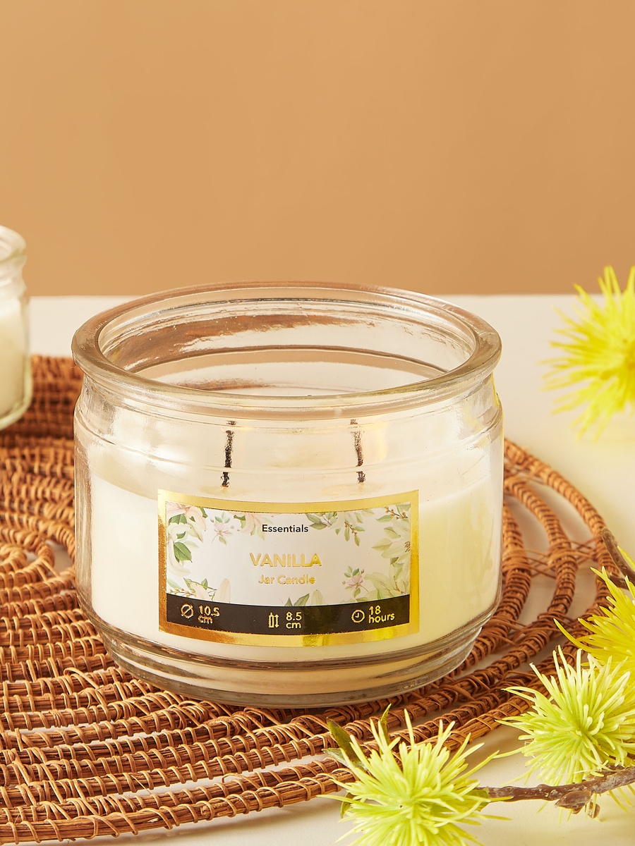 Essentials 3-Wick Vanilla Fleur Scented Glass Jar Candle - 18 H