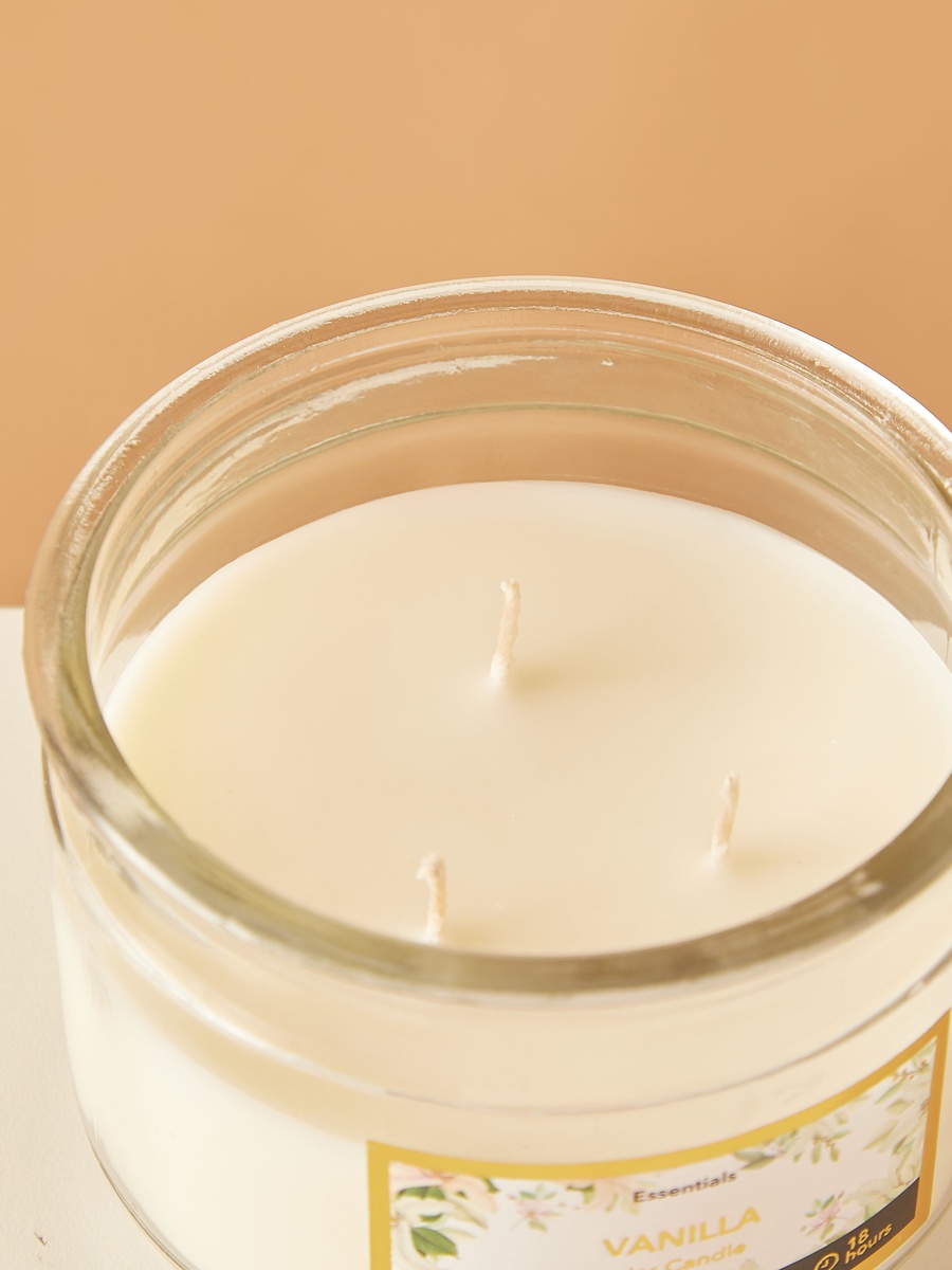 Essentials 3-Wick Vanilla Fleur Scented Glass Jar Candle - 18 H