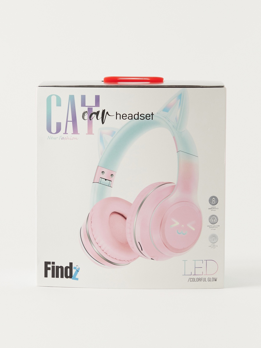 Cat Light-Up Wired Headphones with Microphones