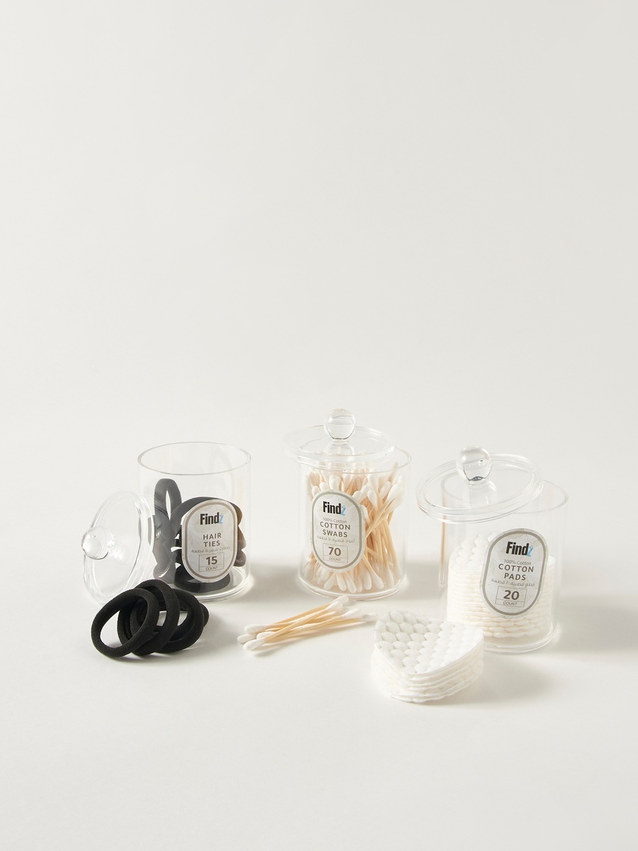 Hair Ties with Cotton Swabs and Cotton Pads