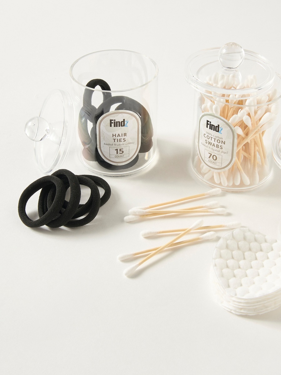 Hair Ties with Cotton Swabs and Cotton Pads