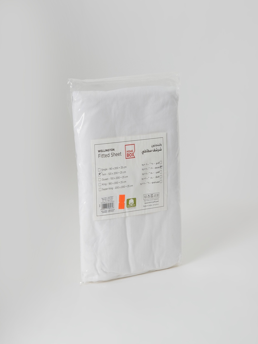 Ballina Solid Cotton Twin Fitted Sheet - 120x200+33 cm