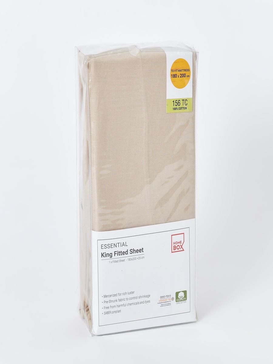 Essential King Cotton Fitted Sheet - 180x200+25 cm