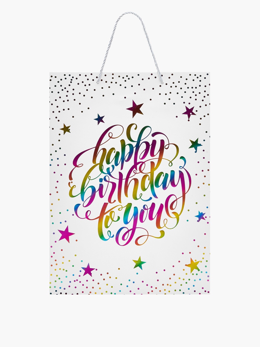 Happy Birthday Print Gift Bag with Handle