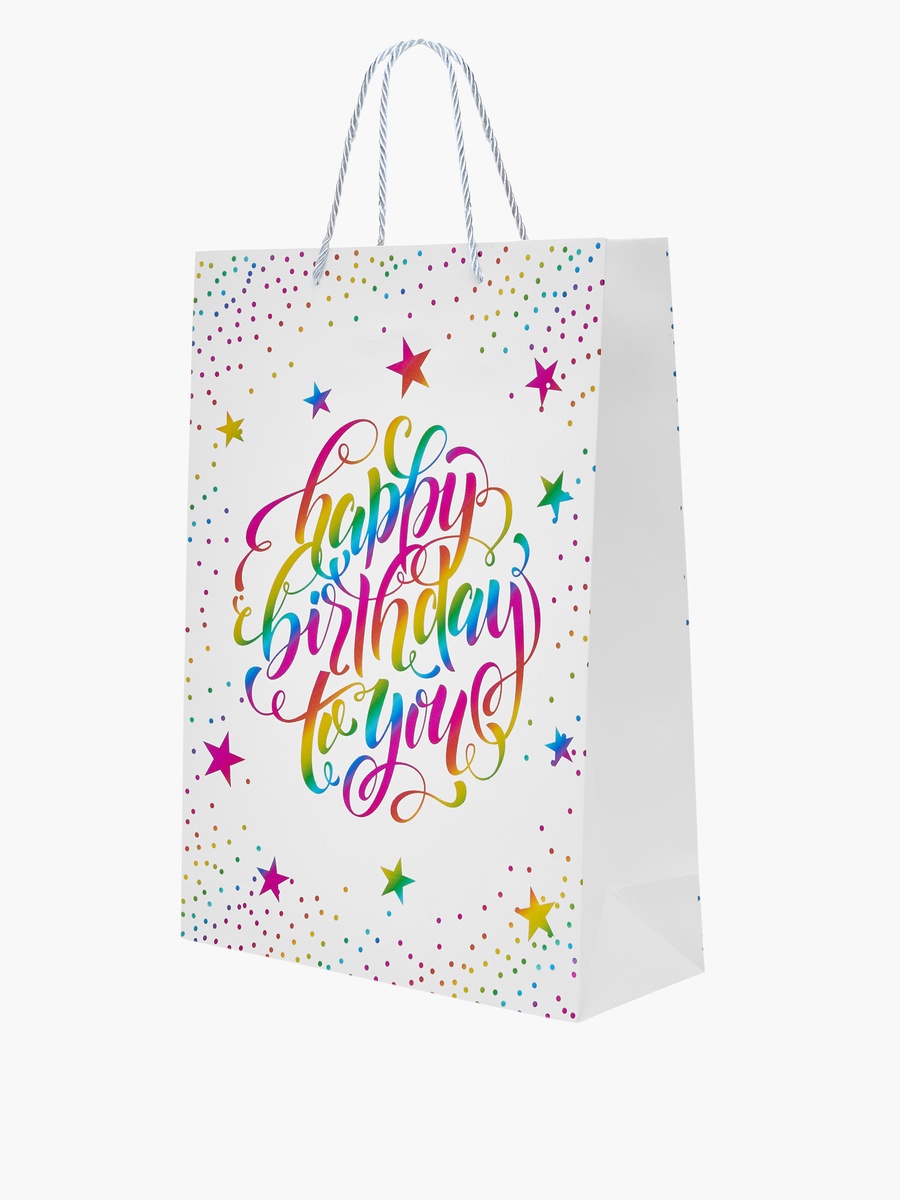 Happy Birthday Print Gift Bag with Handle
