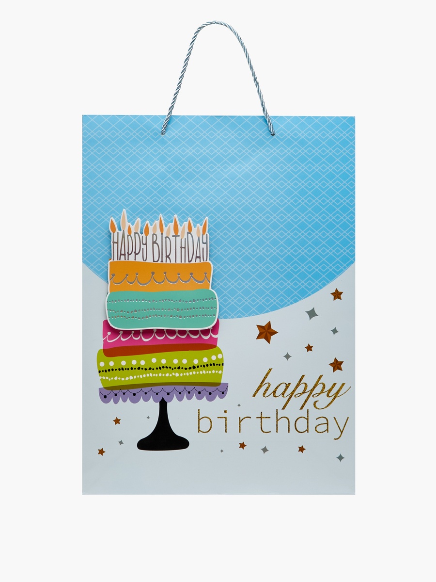 Birthday Cake Print Paper Gift Bag - 30x42x12 cm