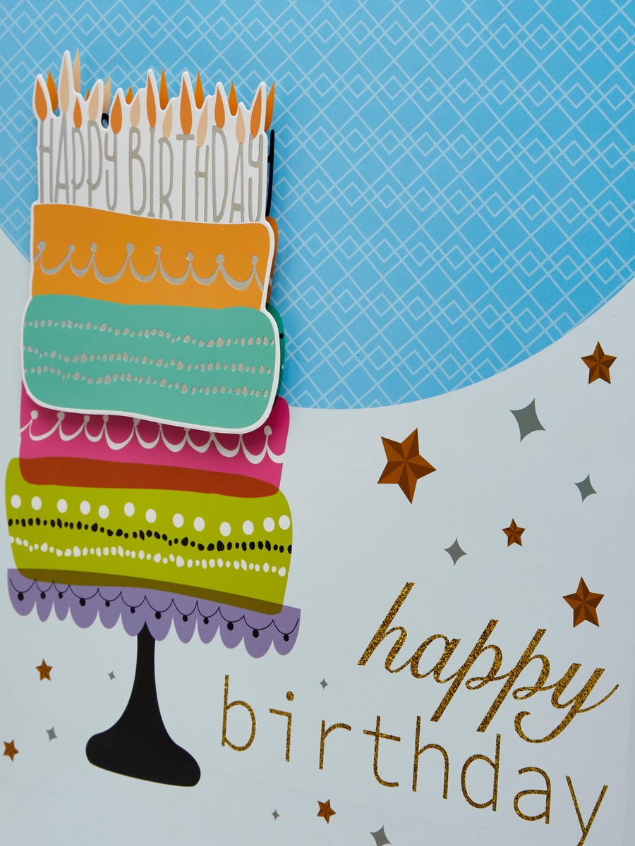 Birthday Cake Print Paper Gift Bag - 30x42x12 cm
