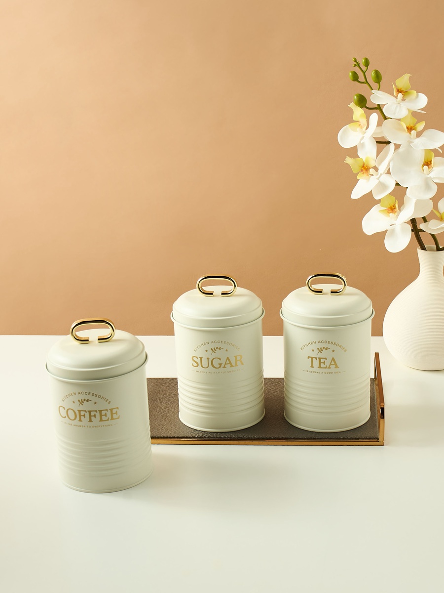 Typography Print 3-Piece Metal Container Set