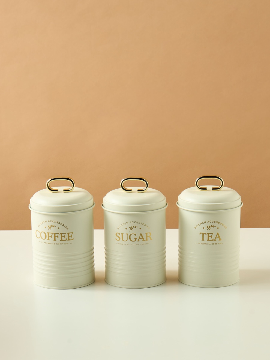 Typography Print 3-Piece Metal Container Set