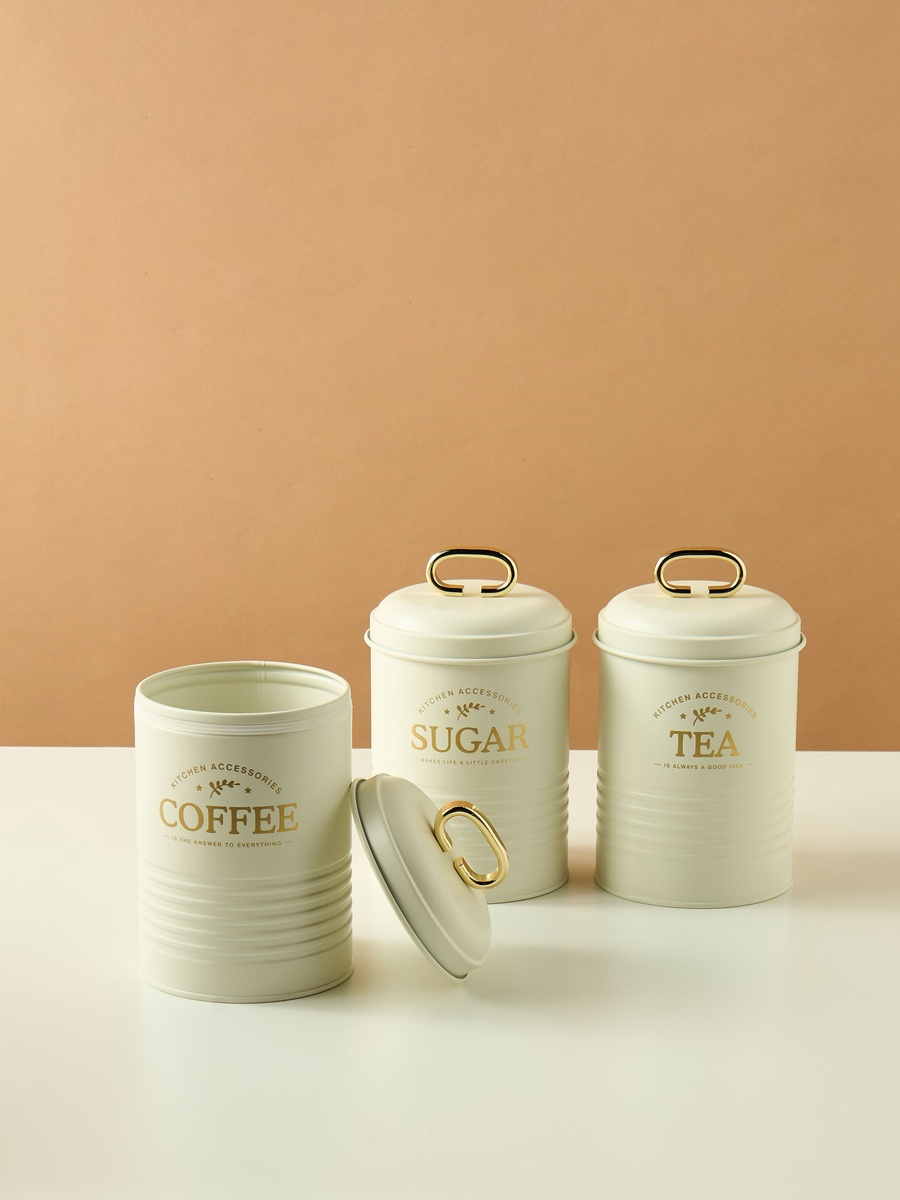 Typography Print 3-Piece Metal Container Set