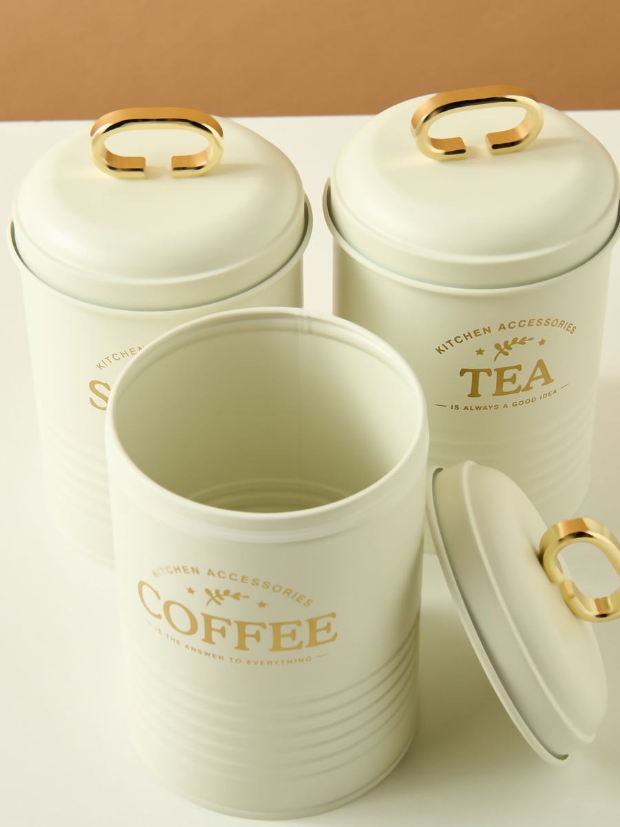 Typography Print 3-Piece Metal Container Set