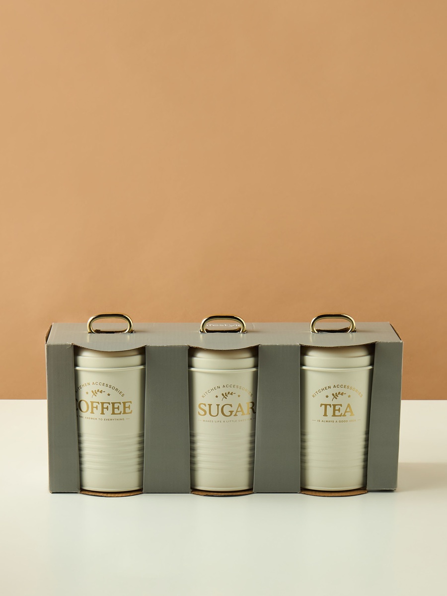 Typography Print 3-Piece Metal Container Set