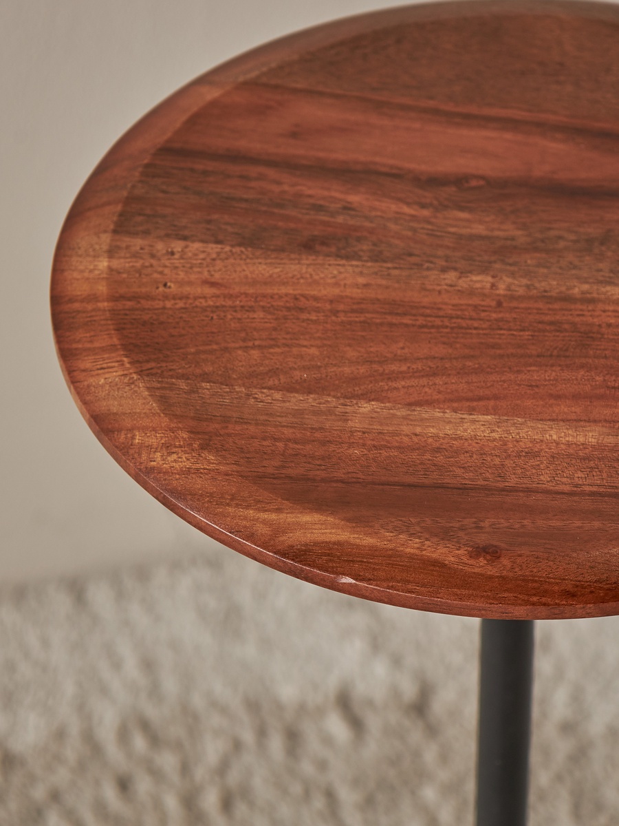 Wooden Round Top Accent Table - 26x55x26 cm