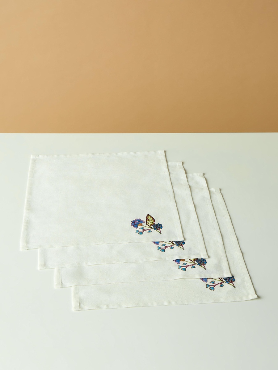 Summer Flower 4-Piece Cotton Napkin Set - 42x42 cm