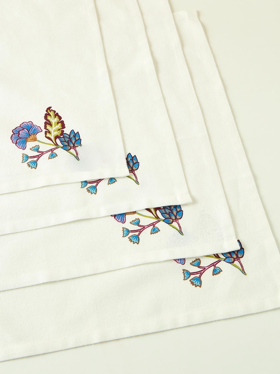 Summer Flower 4-Piece Cotton Napkin Set - 42x42 cm
