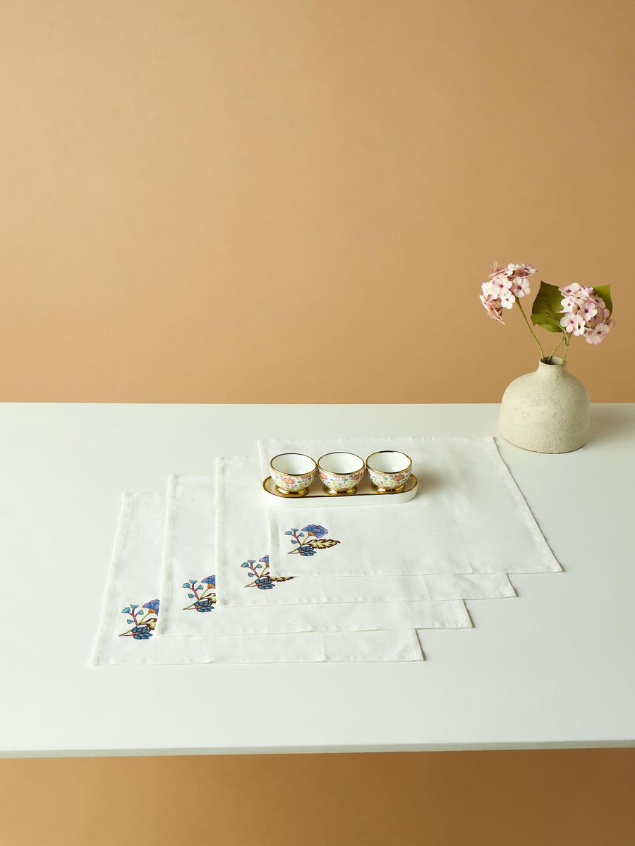 Summer Flower 4-Piece Cotton Napkin Set - 42x42 cm