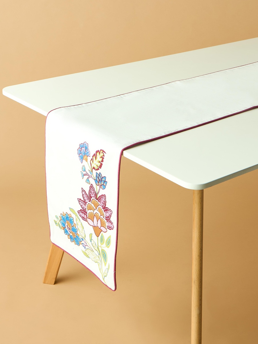Summer Flower Embroidered Table Runner