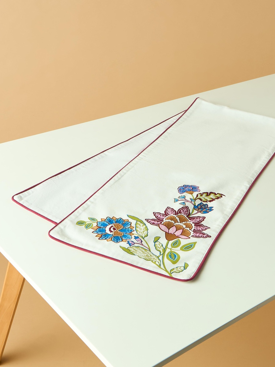Summer Flower Embroidered Table Runner