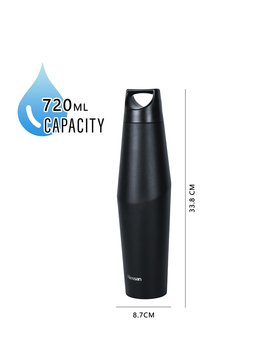 Vacuum Insulated Travel Flask Black, 720ml
