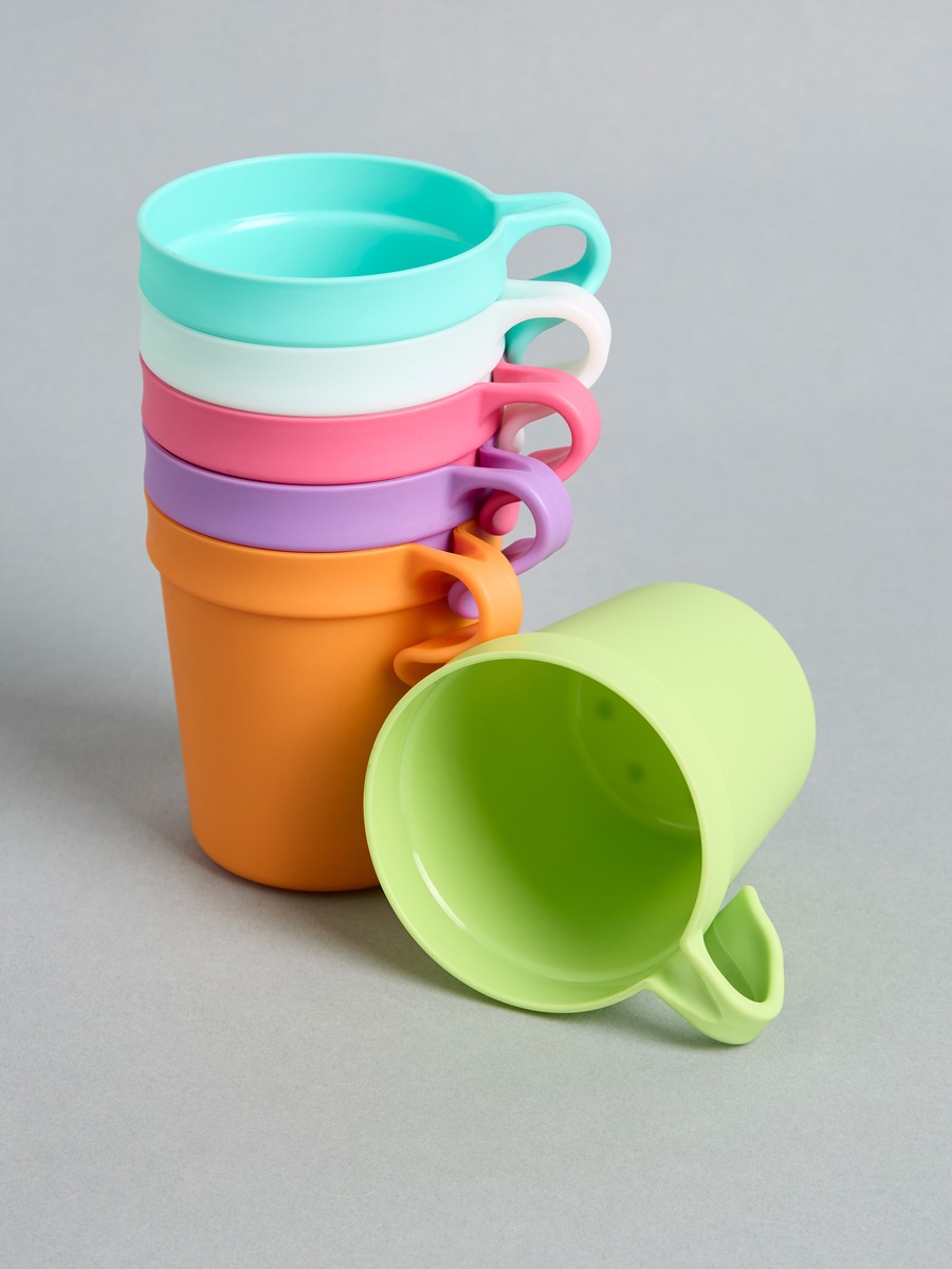 Pack of 6 - Plain Stackable Mug with Handle