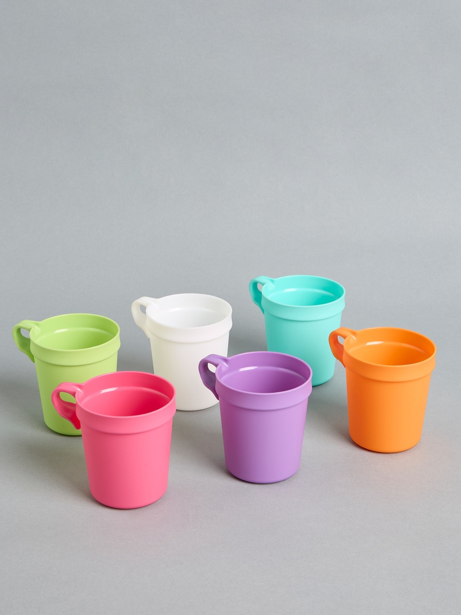 Pack of 6 - Plain Stackable Mug with Handle