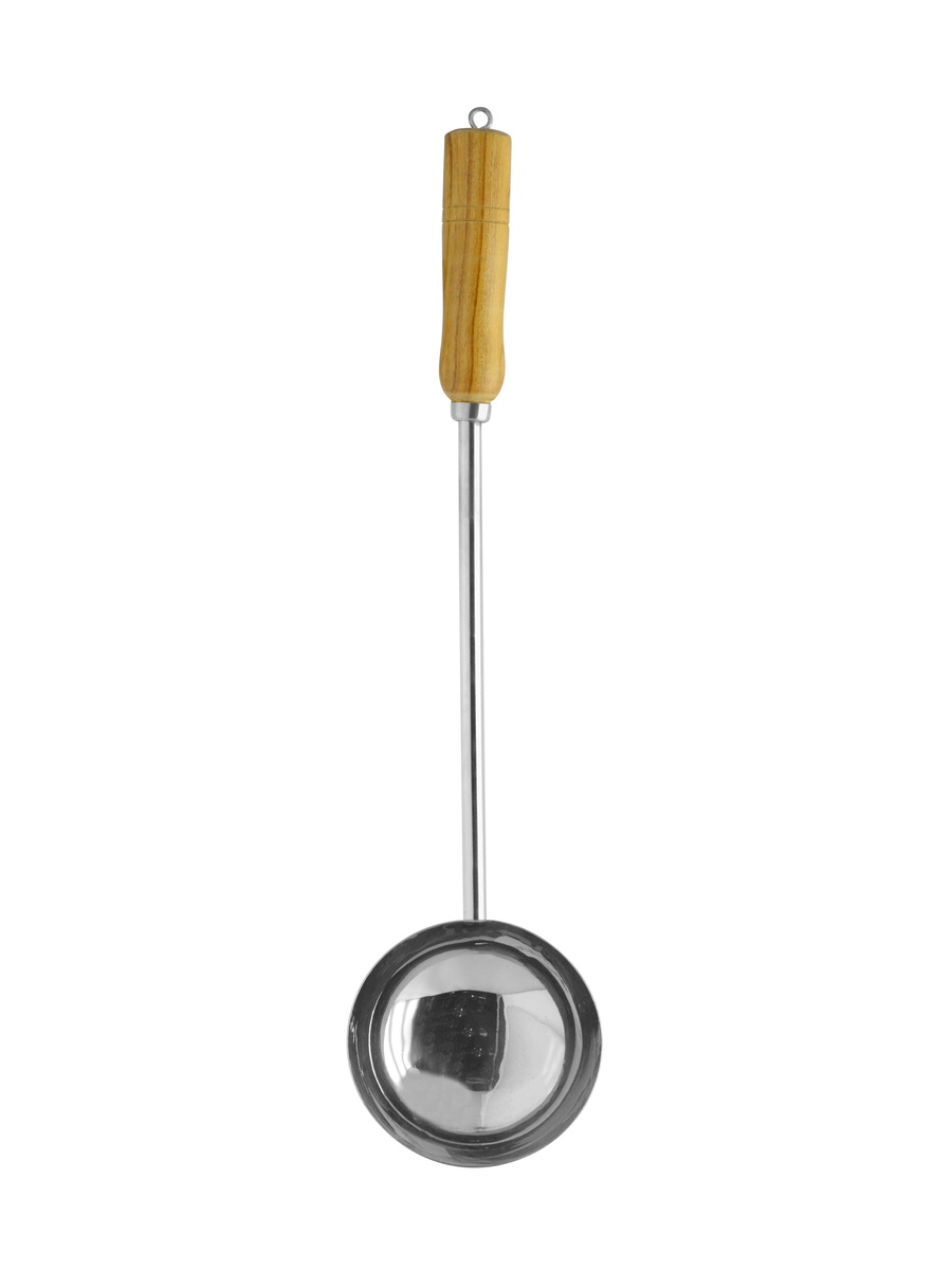 Steel Uduppi Laddle Wooden Handle