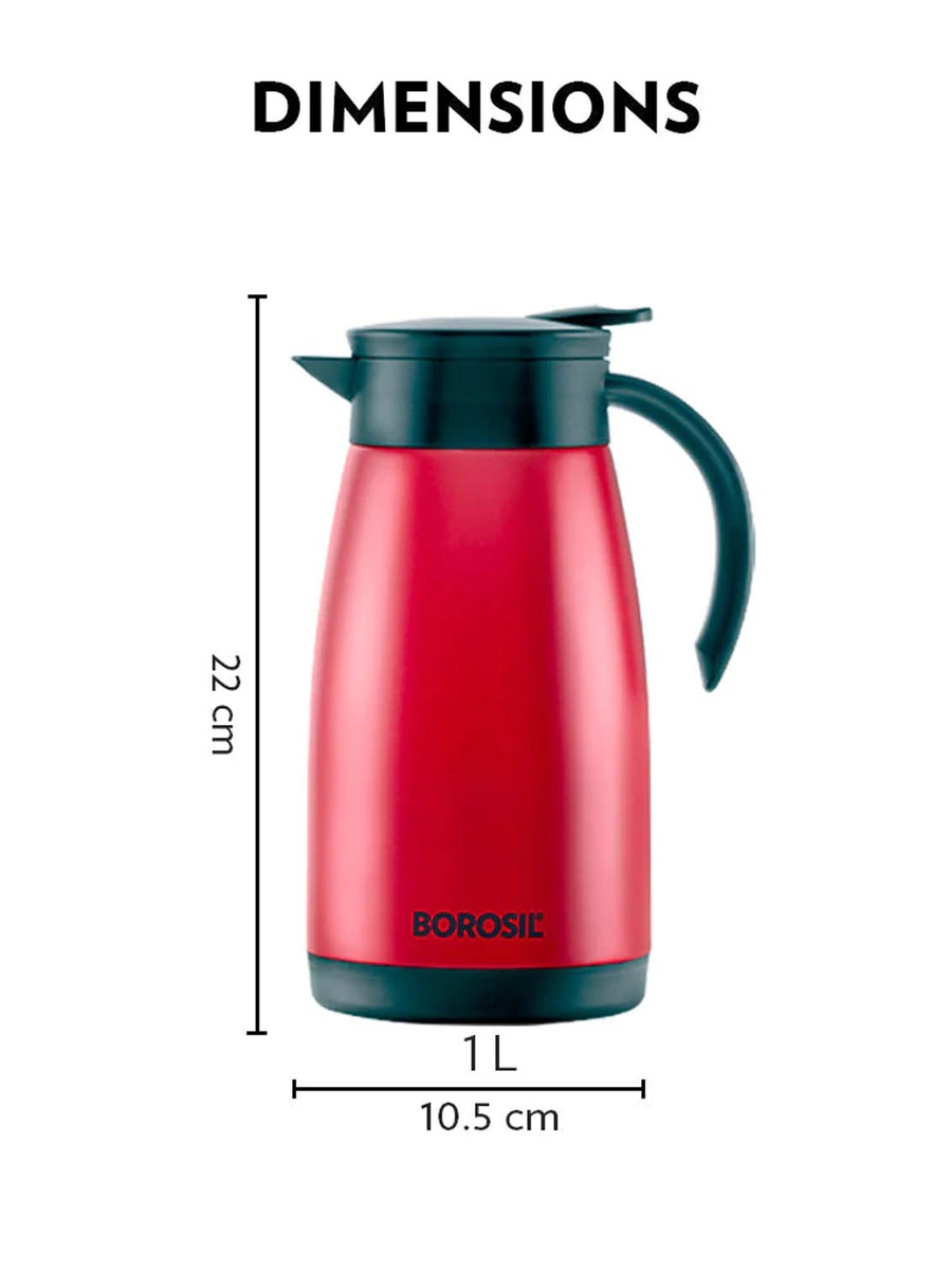 Vacuum Stainless Steel Teapot Red - 1Ltr