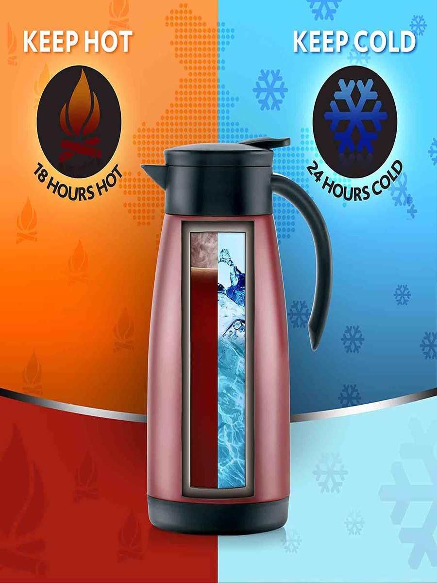 Vacuum Stainless Steel Teapot Red - 1Ltr