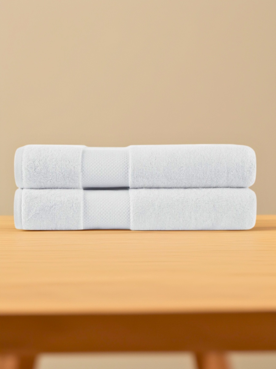Pack of 2 - Luxury Cotton Bath Towel, White 70x140cm